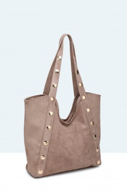 28937-BV Sac à main effet daim avec clous