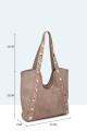 28937-BV Suede-effect handbag with studs