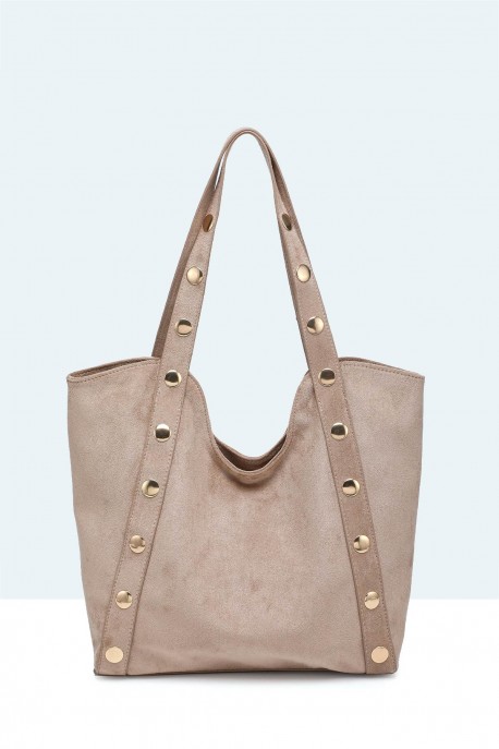 28937-BV Suede-effect handbag with studs
