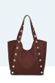 28937-BV Suede-effect handbag with studs