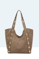 28937-BV Suede-effect handbag with studs