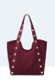 28937-BV Suede-effect handbag with studs