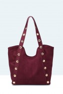 28937-BV Sac à main effet daim avec clous