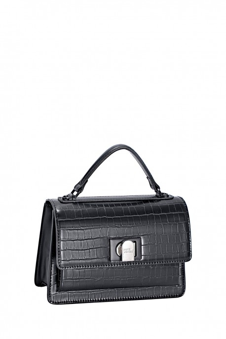 CM8300 Croc-effect Flap Handbag David Jones : colour:Black