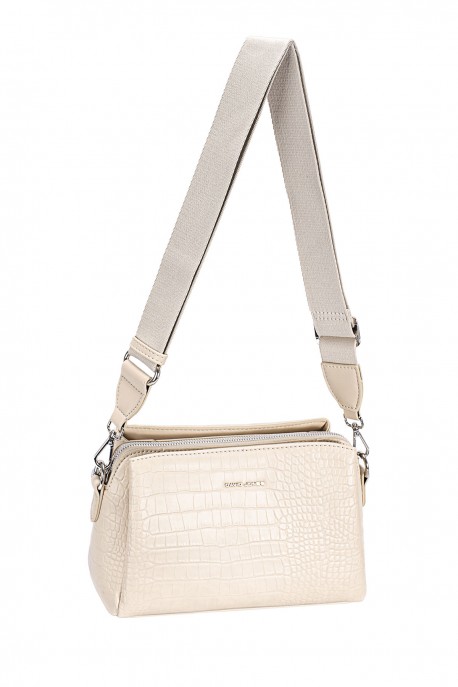 CM8312 Sac bandoulière croco David Jones : couleur:Lait d'amande (Almond Milk)