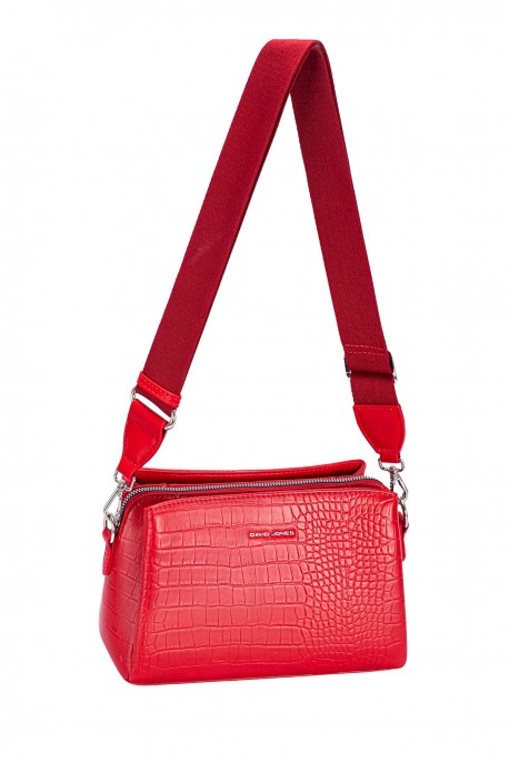 CM8312 Sac bandoulière croco David Jones : couleur:ROUGE &Agrave; L&Egrave;VRES (LIPSTICK RED)