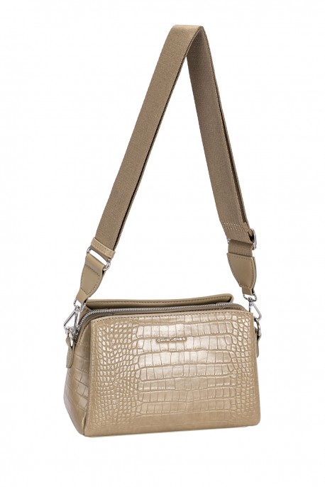 CM8312 Croc-effect Crossbody Bag David Jones : colour:OLIVE BRANCH