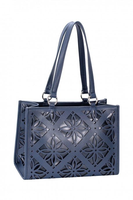 CM8392 Sac à main Cabas motif perforé David Jones : couleur:Nocturne