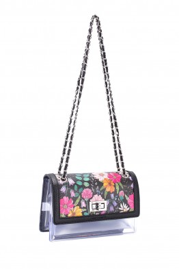 CM8397 Sac épaule à rabat fleuri PVC transparent David Jones