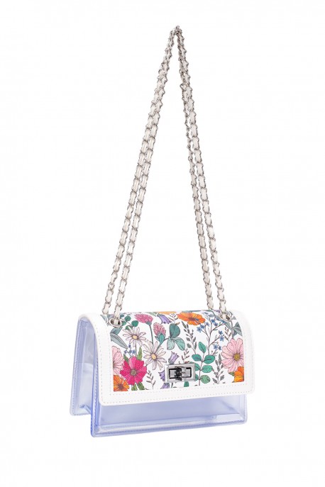 CM8397 Clear PVC Floral Flap Shoulder Bag David Jones