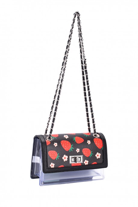 CM8399 Clear PVC Strawberry Flap Shoulder Bag David Jones