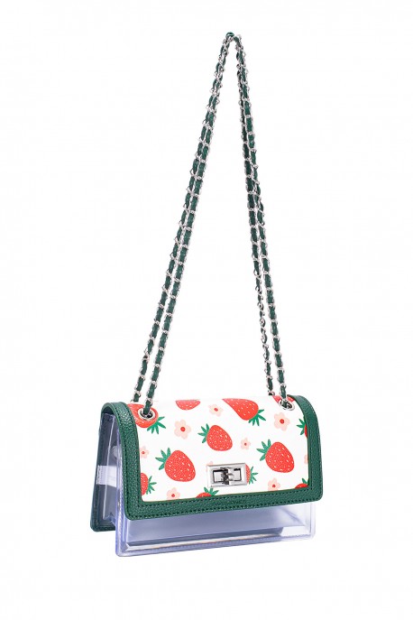 CM8399 Clear PVC Strawberry Flap Shoulder Bag David Jones : colour:Green