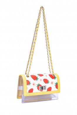 CM8399 Clear PVC Strawberry Flap Shoulder Bag David Jones