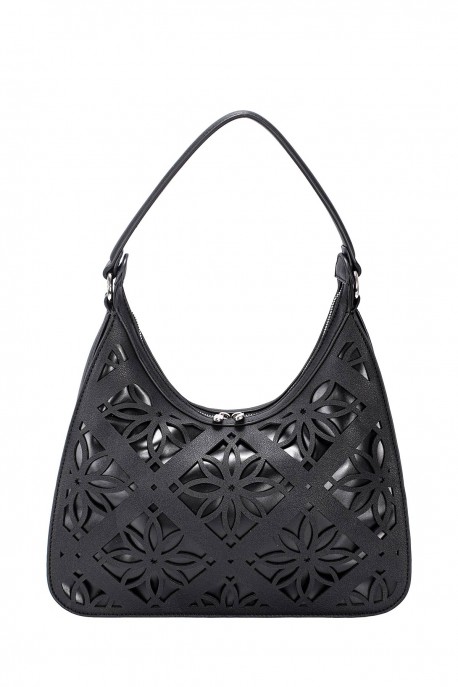 CM8393 Perforated messenger shoulder bag David Jones : colour:Black