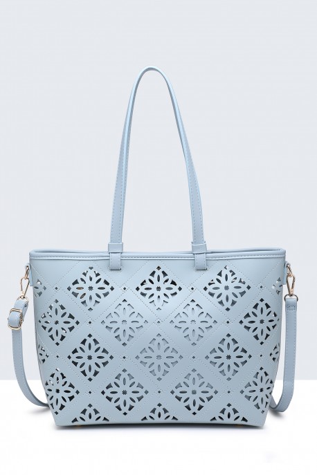 11147-BV Tote bag with perforated pattern : colour:Blue