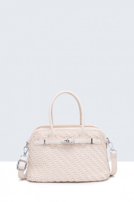 20029-BV Woven Dome Handbag : colour:Beige