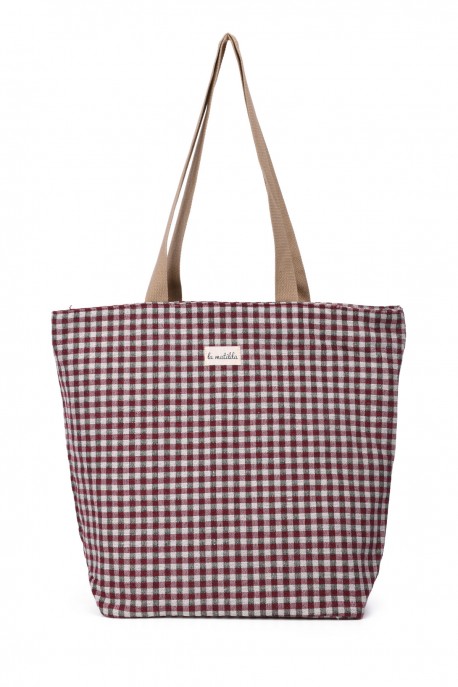 La Matilda - Big Tote Bag Gingham Rojo-Negro M105-98
