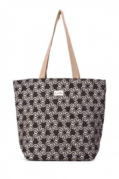 La Matilda - Big Tote Bag Marrón Hilo Plata M105-101