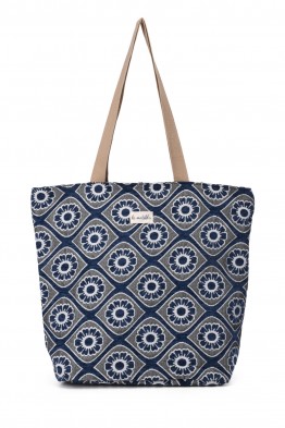 La Matilda - Big Tote Bag Flor Azul Marino M105-103