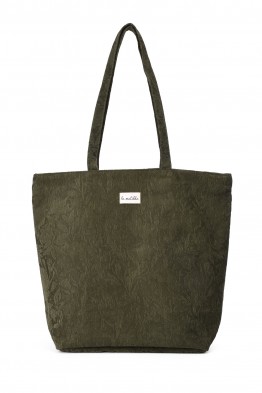 La Matilda - Big Tote Bag Fleurs velour vert M105-99-FE