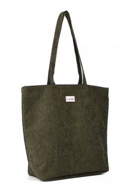 La Matilda - Big Tote Bag Fleurs velour vert M105