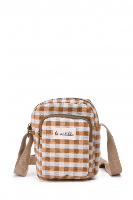 La Matilda - Shoulder phone pouch Gingham Mostaza M143-96