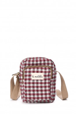 La Matilda - Shoulder phone pouch Gingham Rojo-Negro M143-98