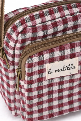 La Matilda - Pochette bandoulière téléphone Gingham Rojo-Negro M143-98