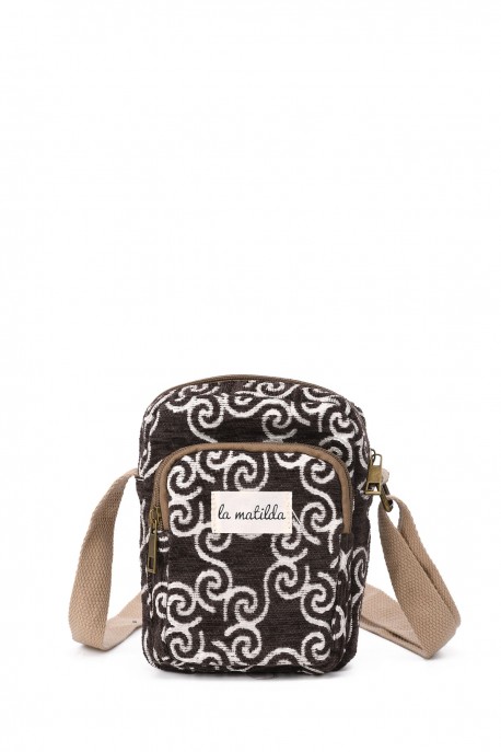 La Matilda - Shoulder phone pouch Marrón Hilo Plata M143-101