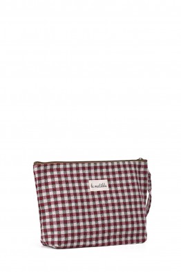 La Matilda - Grande Pochette trousse maquillage textile Gingham Rojo-Negro M115-98