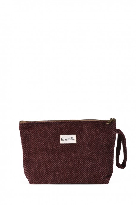 La Matilda - Grande Pochette trousse maquillage textile Espiga Marrón M115-100
