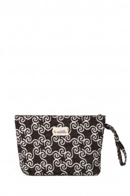 La Matilda - Large textile pouch makeup bag Marrón Hilo Plata M115-101
