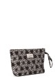 La Matilda - Large textile pouch makeup bag Marrón Hilo Plata M115-101