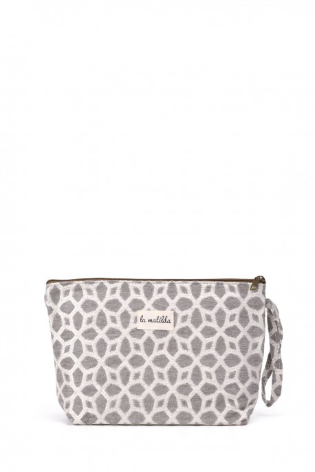 La Matilda - Grande Pochette trousse maquillage textile Gris Hilo Plata M115-102