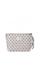 La Matilda - Large textile pouch makeup bag Marrón Gris Hilo Plata M115-102