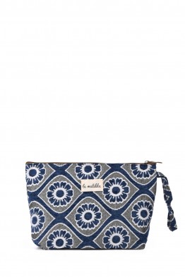 La Matilda - Grande Pochette trousse maquillage textile Flor Azul Marino M115-103