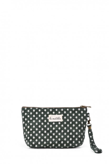 La Matilda - textile pouch makeup bag Verde Lunares M101-94
