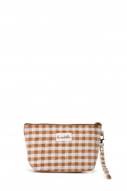 La Matilda - Pochette trousse maquillage textile Gingham Mostaza M101-96