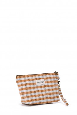 La Matilda - Pochette trousse maquillage textile Gingham Mostaza M101-96