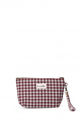 La Matilda - textile pouch makeup bag Gingham Rojo-Negro M101-98