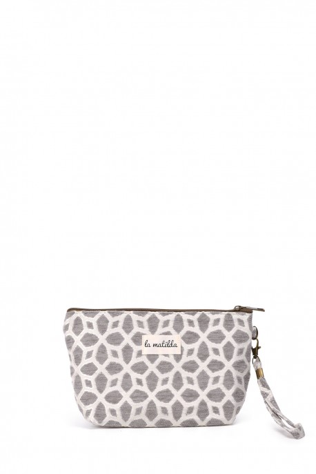 La Matilda - textile pouch makeup bag Gris Hilo Plata M101-102