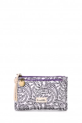 La Matilda - Pochette porte-monnaie en coton Hojas Morado M130-91