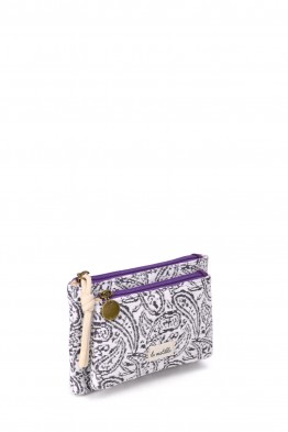 La Matilda - Pochette porte-monnaie en coton Hojas Morado M130-91