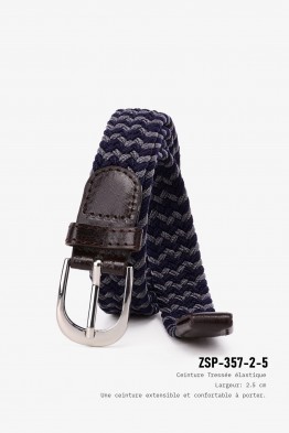 ZSP-357-2-5 Ceinture élastique tressée 2.5CM Bicolore B000-007