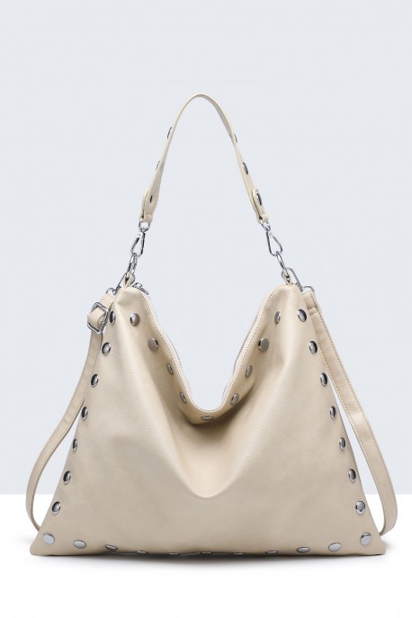 28953-BV Sac épaule hobo Clouté : couleur:Kaki (Khaki)