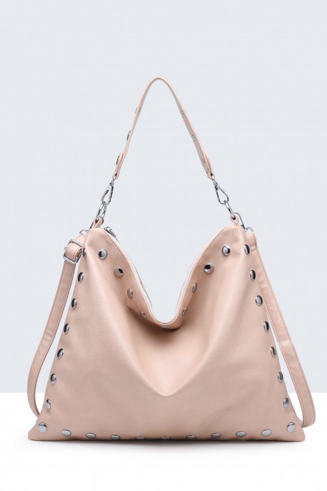 28953-BV Studded hobo shoulder bag : colour:Pink