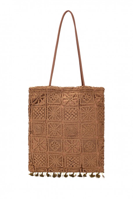 CM8478 David Jones Braided Tote Shoulder Bag : colour:Brown