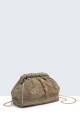 S9528-1-BV Bohemian style linen shoulder bag with sequined chain closure