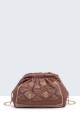 S9528-1-BV Bohemian style linen shoulder bag with sequined chain closure