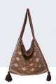 S9528-3-BV Bohemian-style linen shoulder hobo bag with sequins
